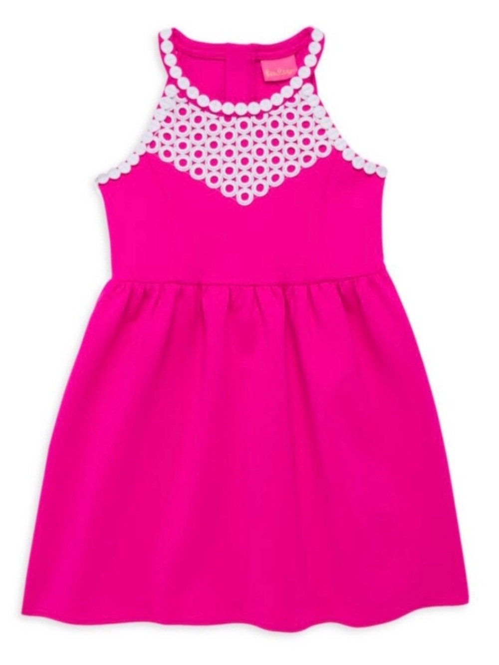 Lilly Pulitzer Hot Pink Dress with White Embroidered Trim